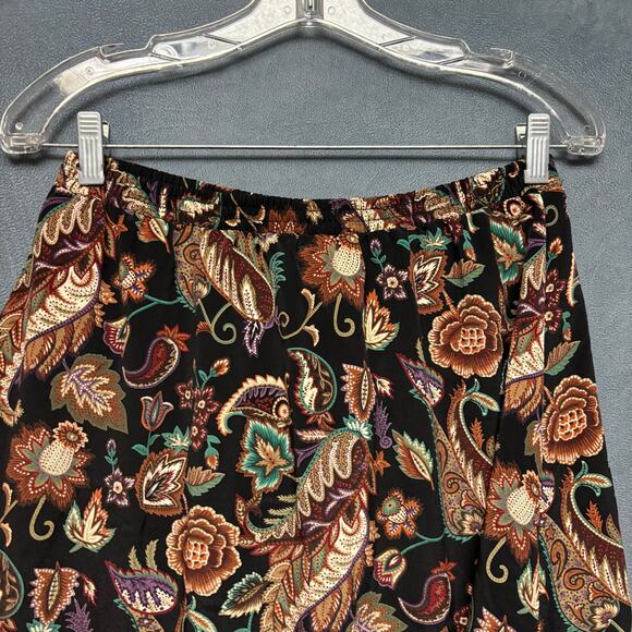 Vintage Urban Works Midi Skirt Damask Peacock Feathers Floral Boho Flowy Cottage - Picture 8 of 10